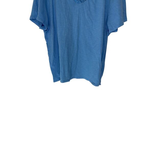Talbots Plus Shirt Blue‎ Basic Short Sleeve Soft V-Neck Knit Collar Size 2X - Picture 4 of 13